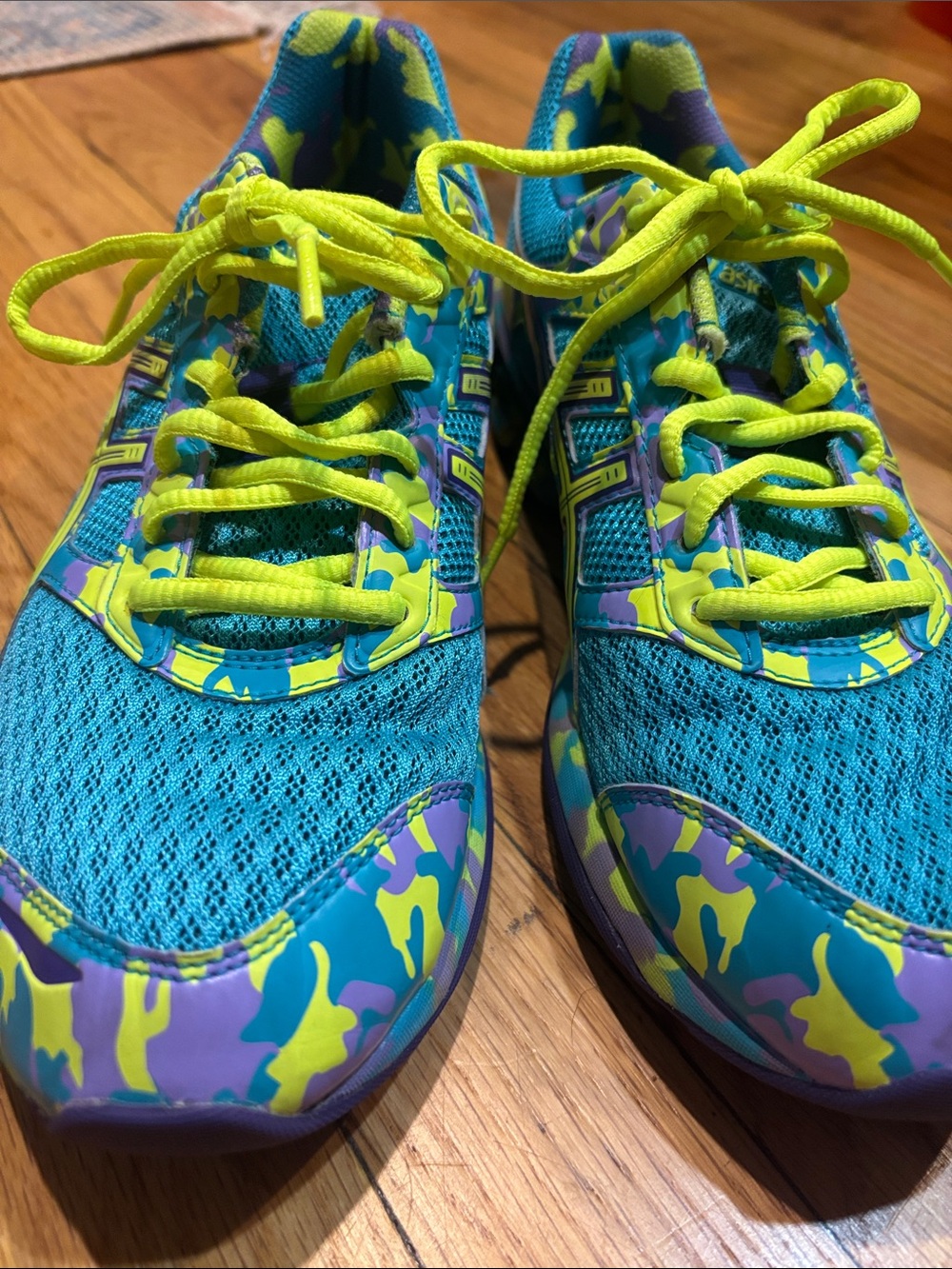 Asics Teal and Neon Yellow Women's Running Sneakers - Picture 8 of 11